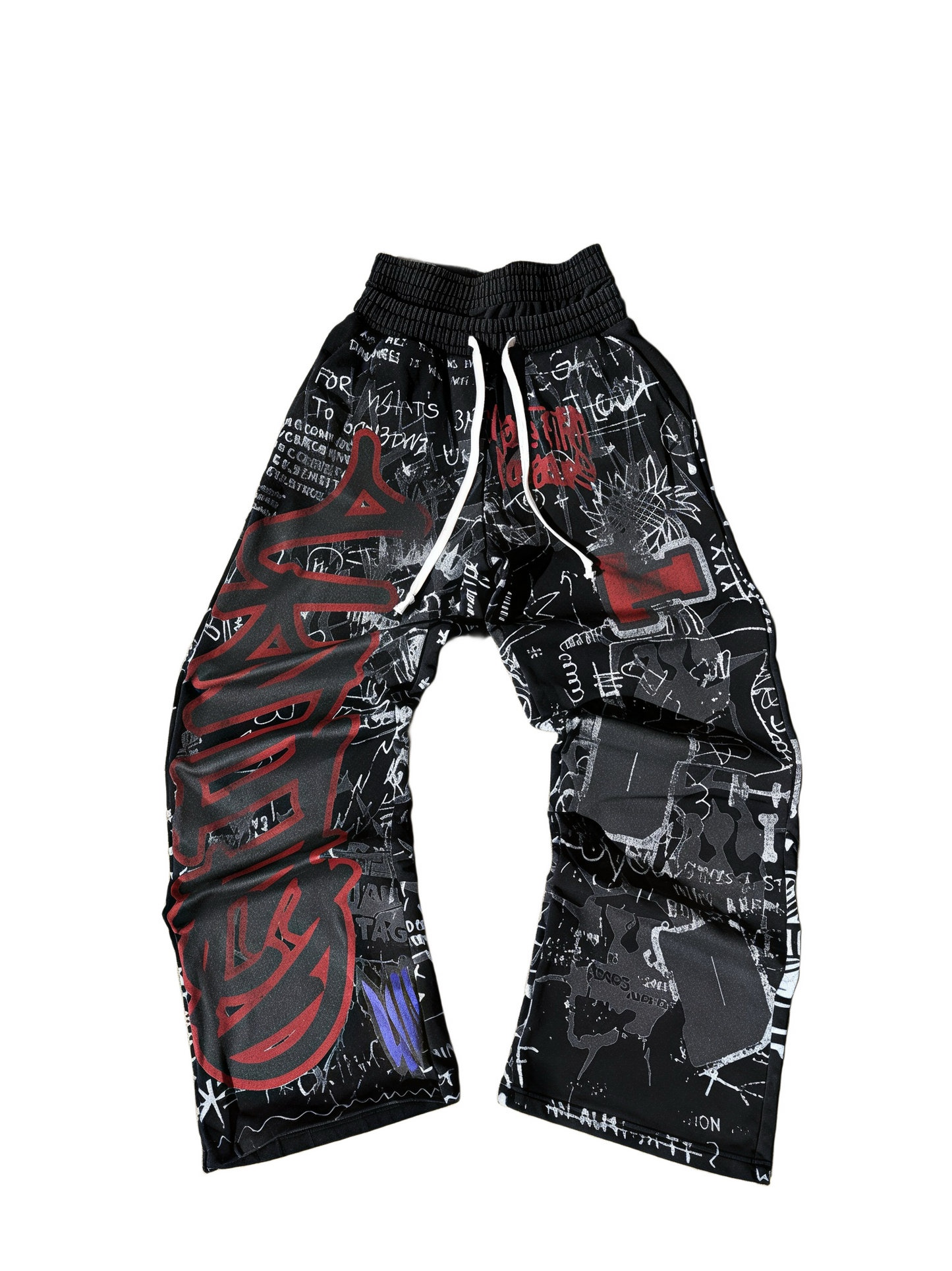 BLACK GRAFFITI SWEATPANTS