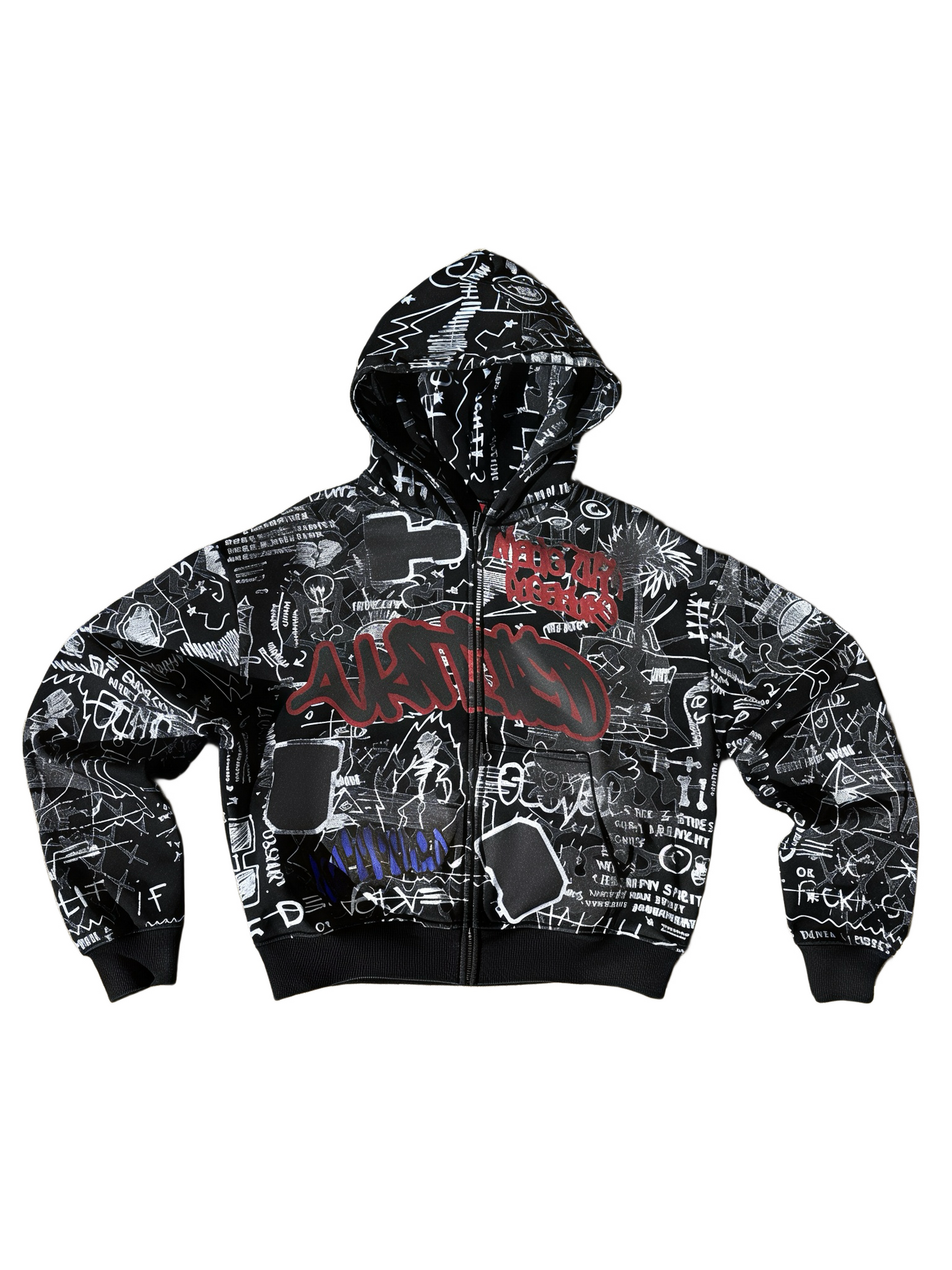 BLACK GRAFFITI ZIP UP