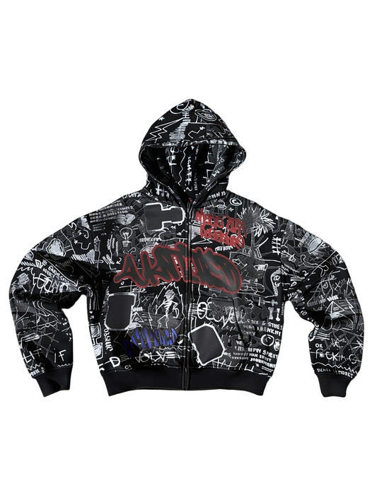 BLACK GRAFFITI ZIP UP